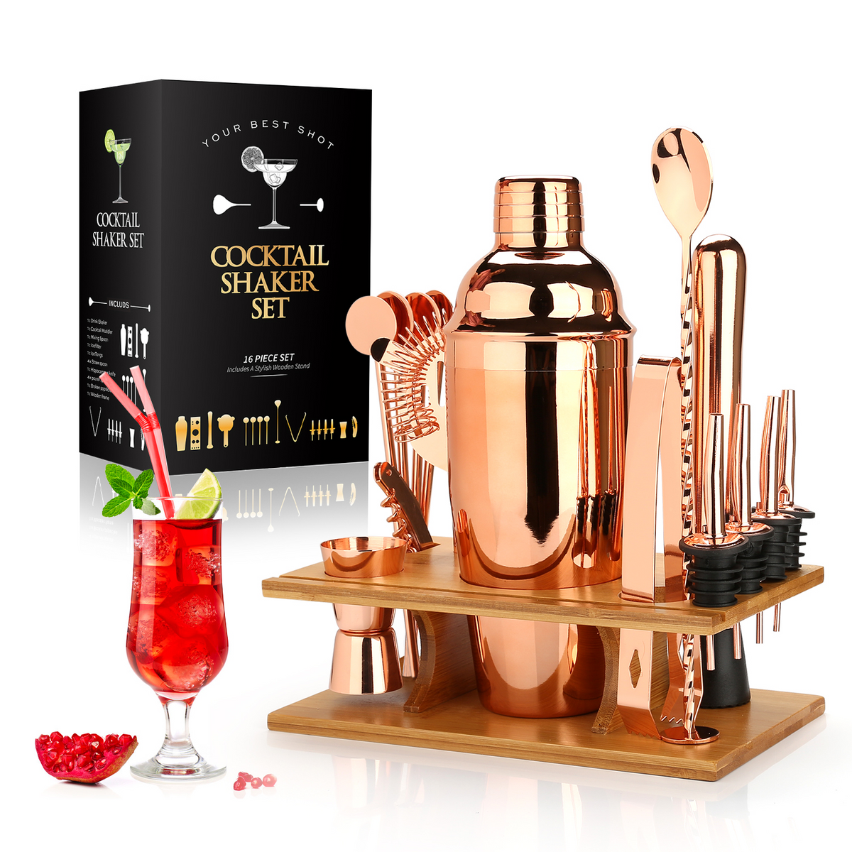 Mixology Master Set - 16-Piece Bartender Kit for Home Cocktails