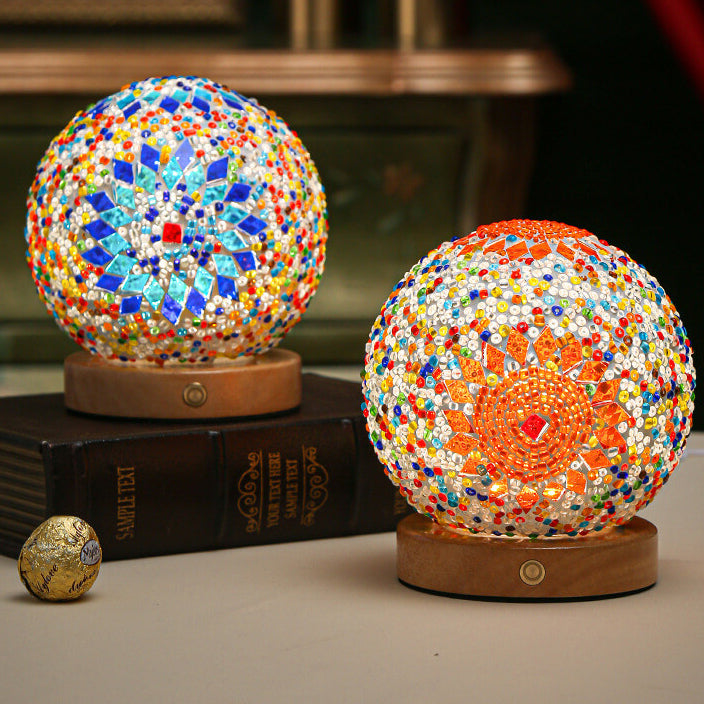 Birchara - Modern Wood and Glass USB Table Lamp