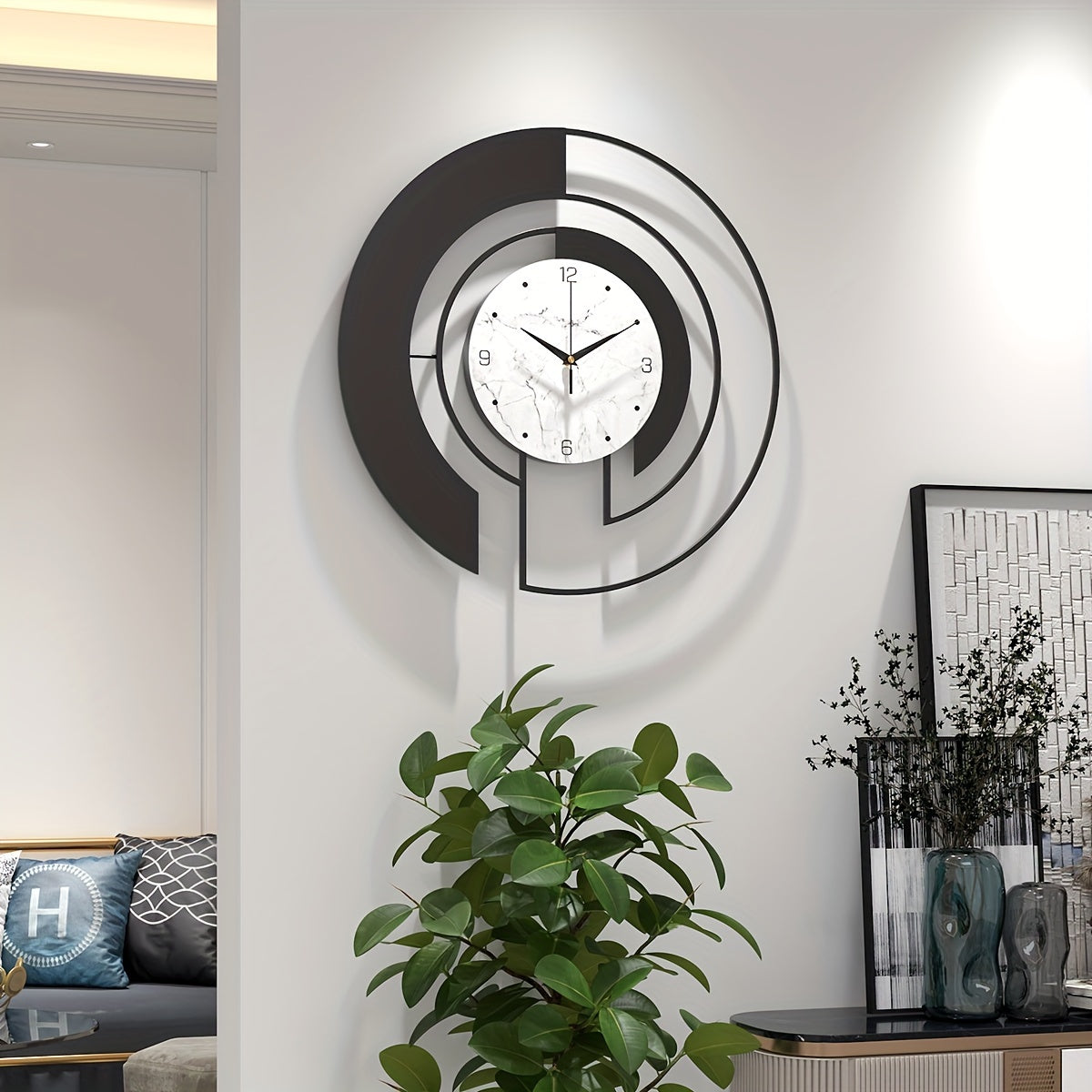 GeoClock - Black Geometric Wall Clock with Minimalist Design
