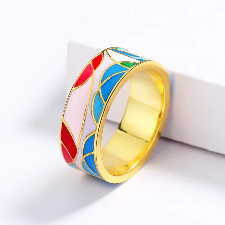 Nadia - Bague émail et zircone à l'élégance intemporelle