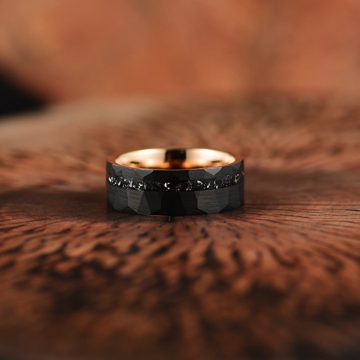 Ares - Bague en carbure de tungstène et tourmaline noire 8mm