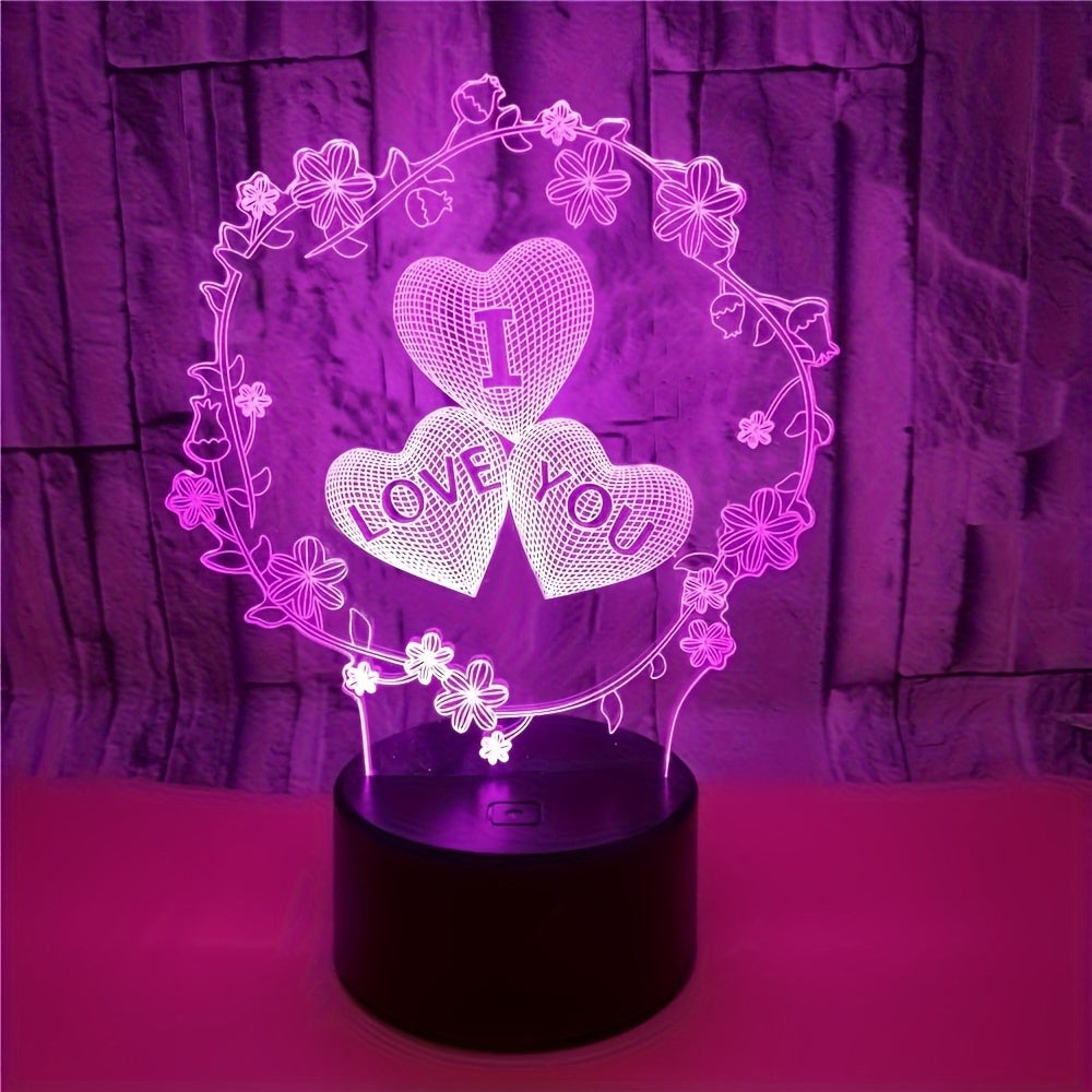 IllusionGlow - 3D Heart Night Light for a Romantic Ambiance