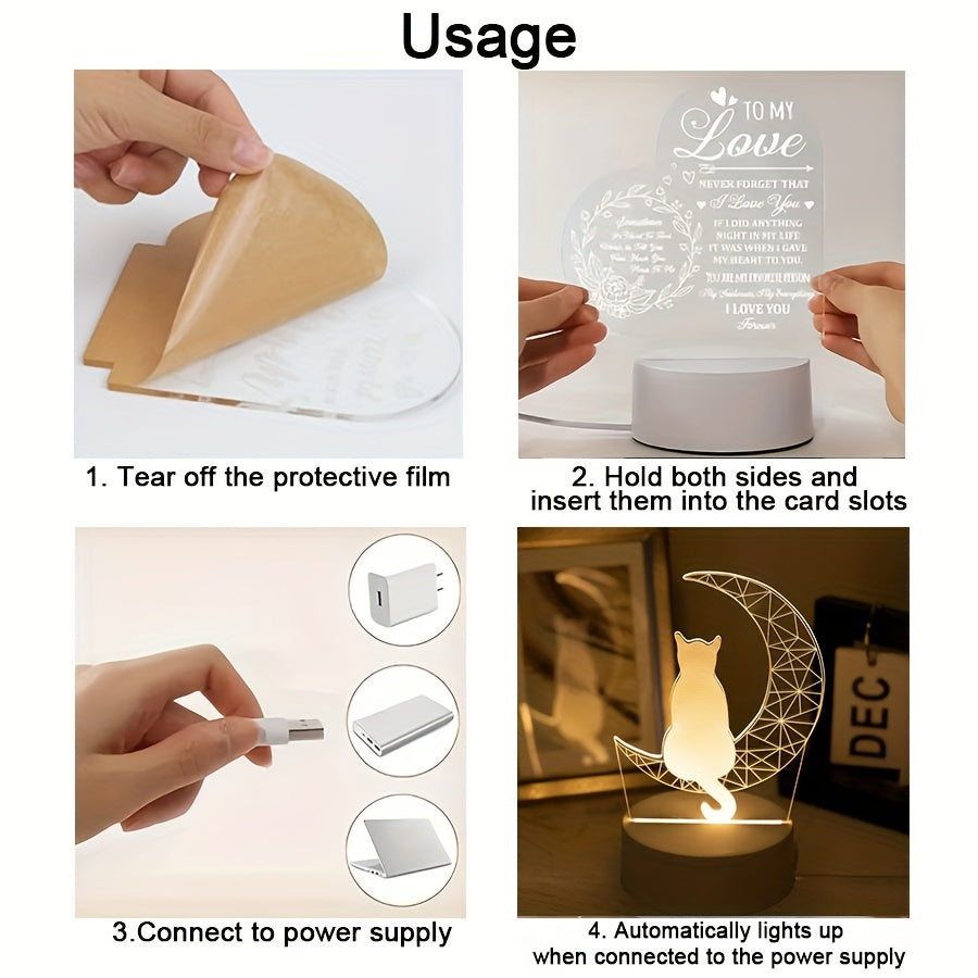 MoonGlow Lamp - 3D Cat Table Lamp with USB Lighting