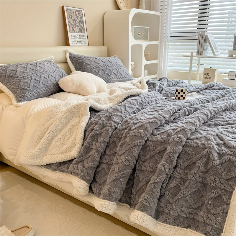 Vintra - Double-Sided Fleece Throw, Vintage Winter Style