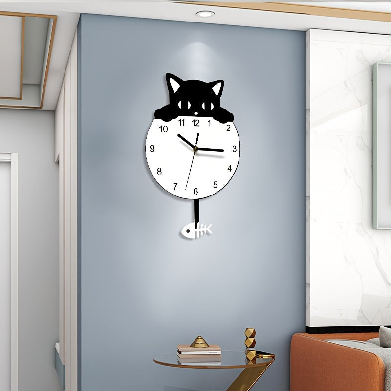 SwingCat Clock - Cartoon Cat Wall Clock