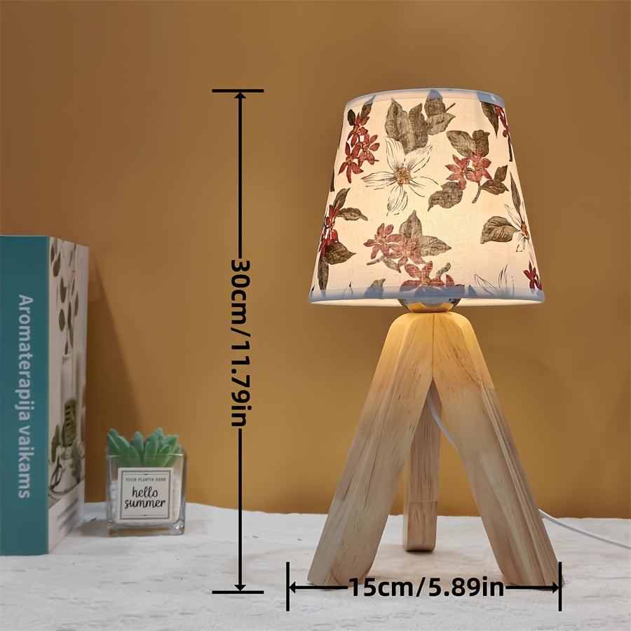 FloralGlow Lamp - Wooden LED Table Lamp with Floral Pattern