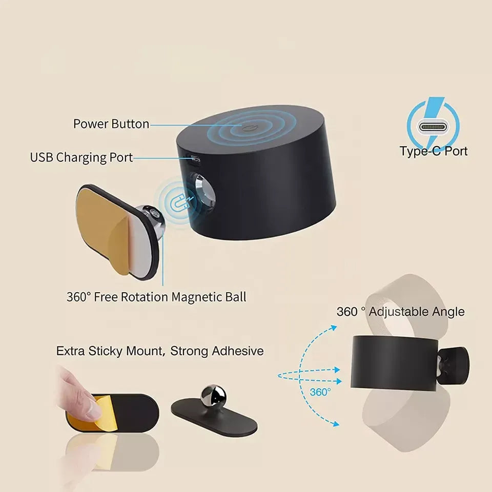 360° Wall Lamp - Rechargeable Wireless USB Wall Light