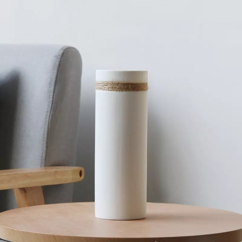 JuteLuxe - Vase Élégant en Céramique avec Détails en Jute Naturel