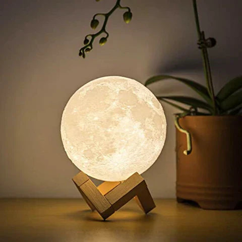 Moon Lamp - Wireless Touch LED Lamp with Wooden Base