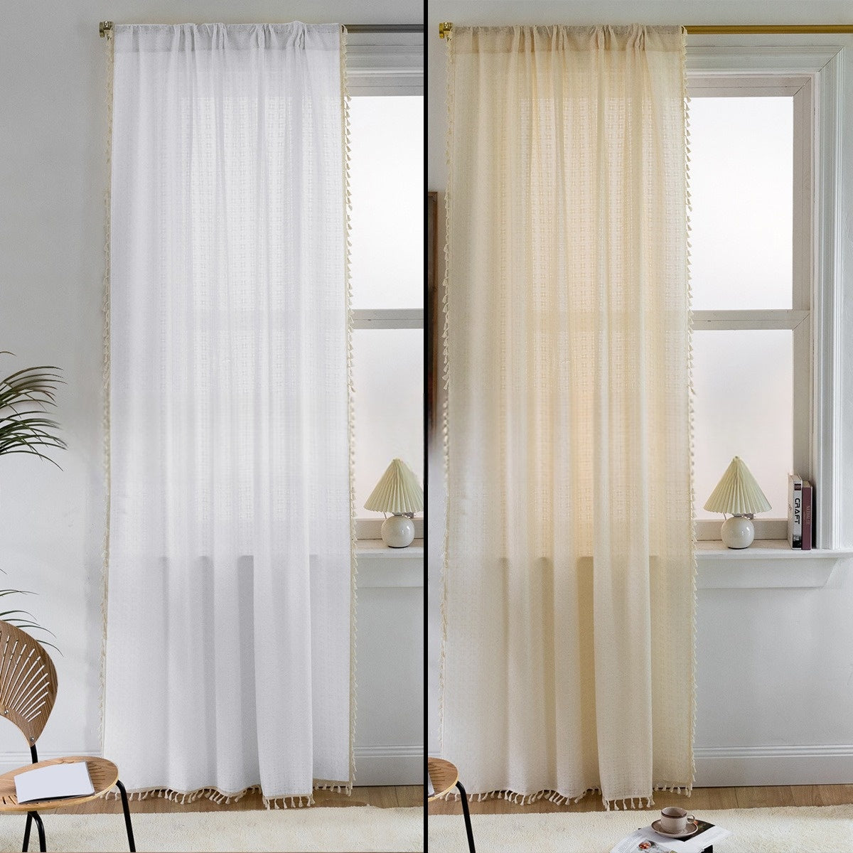 FringeElegance Curtains - Jacquard Fringed Curtains for Timeless Style