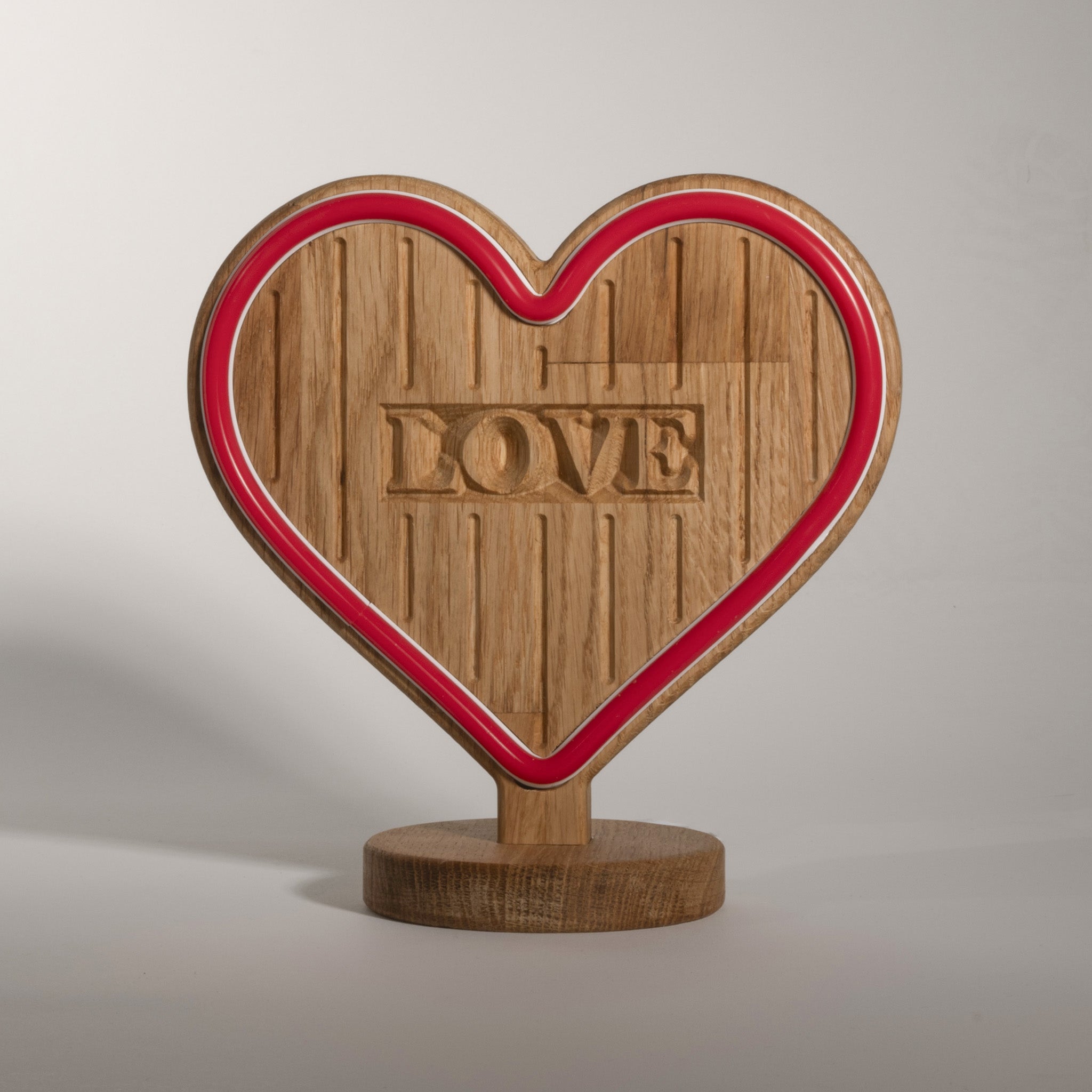 LoveGlow - Cœur néon en bois avec télécommande