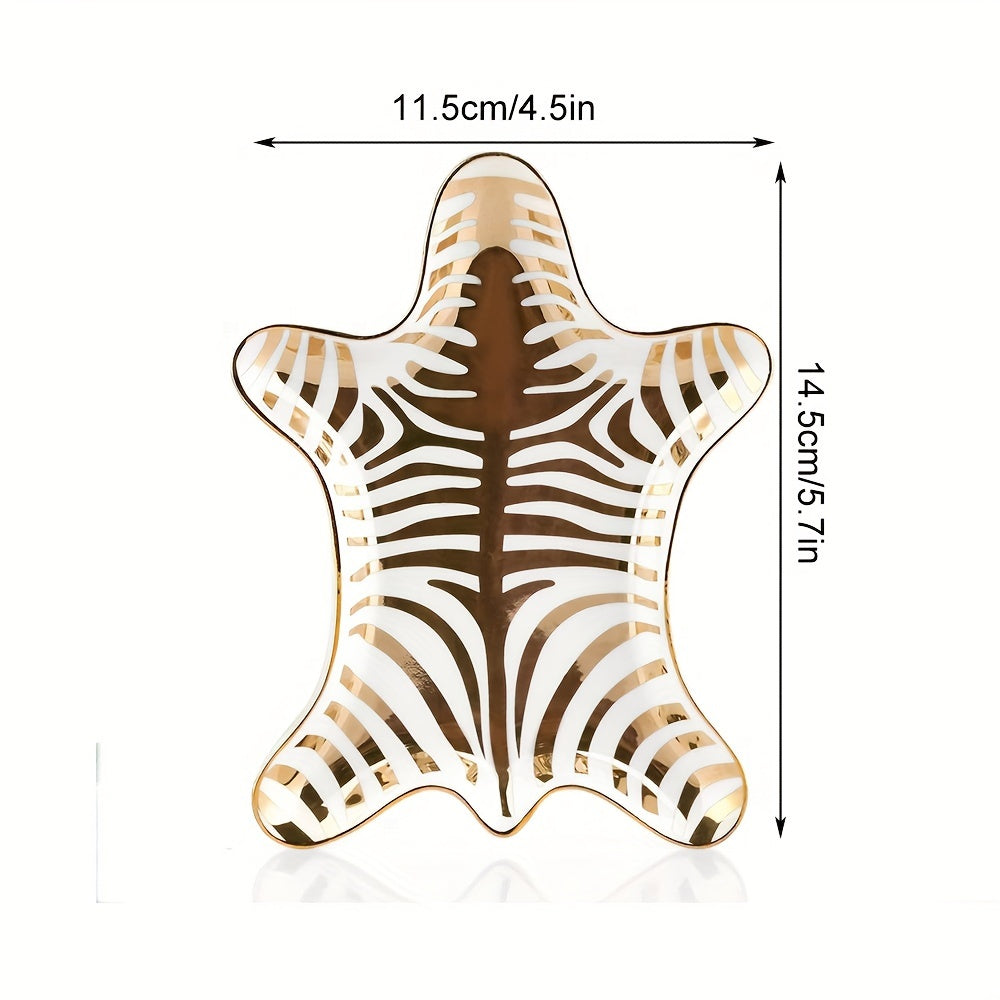CeramicDish - Elegant Animal-Print Ceramic Trinket Dish
