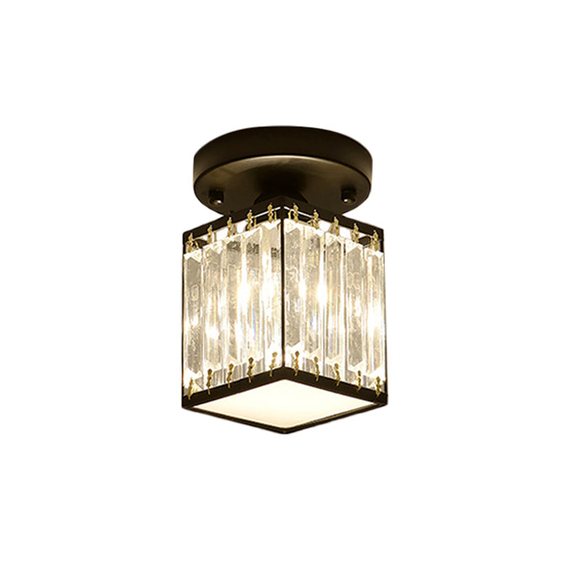 Svarna - Black and Gold Crystal Entryway Ceiling Light