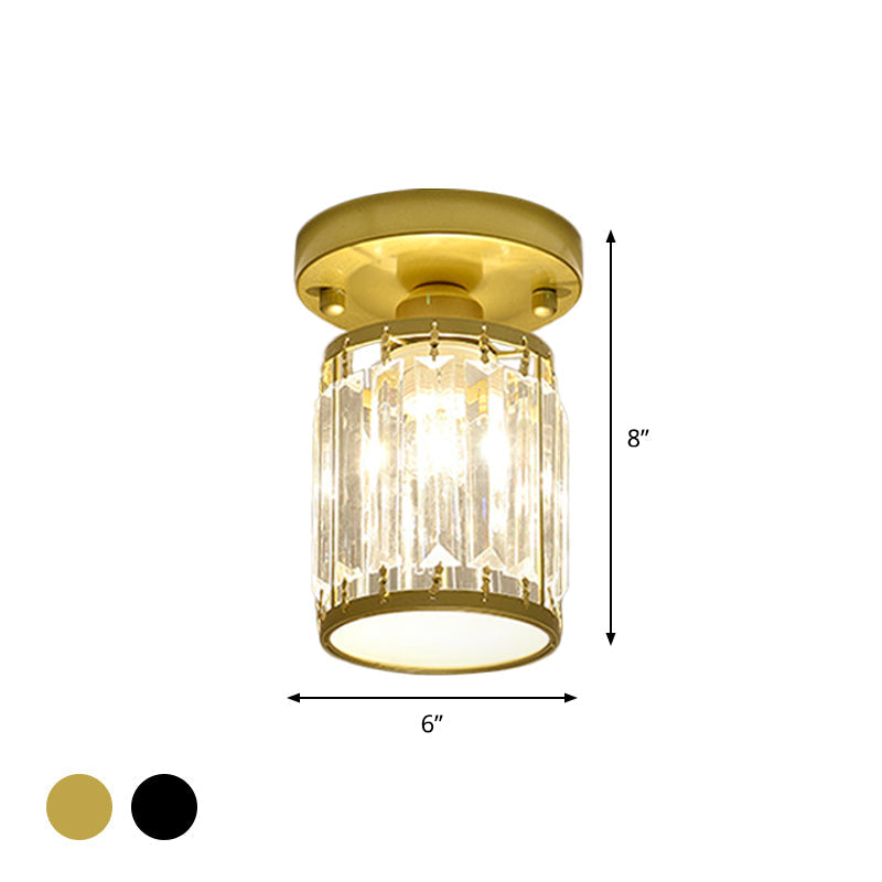 Svarna - Black and Gold Crystal Entryway Ceiling Light