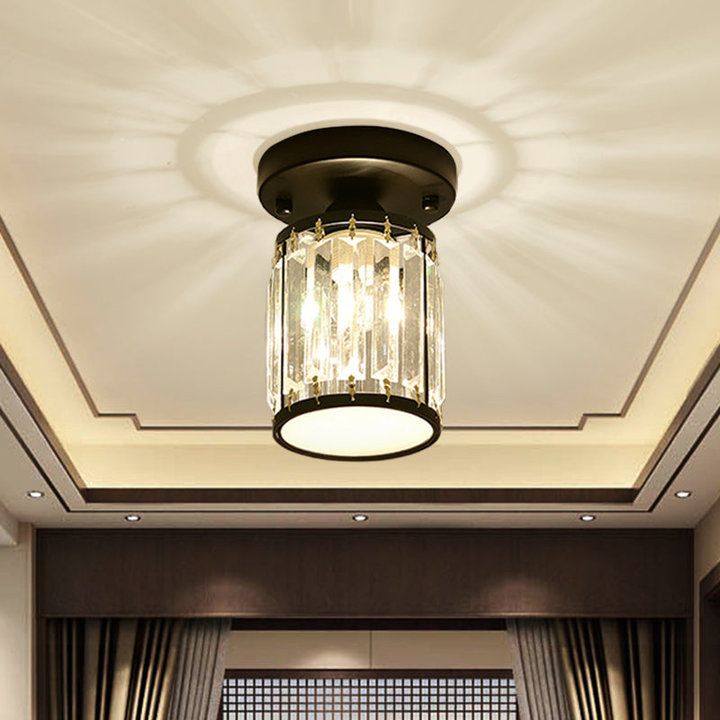 Svarna - Black and Gold Crystal Entryway Ceiling Light