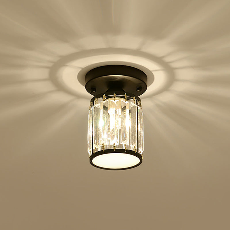 Svarna - Black and Gold Crystal Entryway Ceiling Light