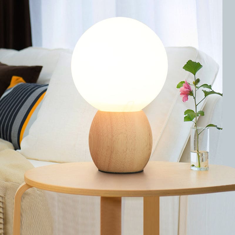 LumiOrb - Wooden Bedside Lamp with Glass Globes