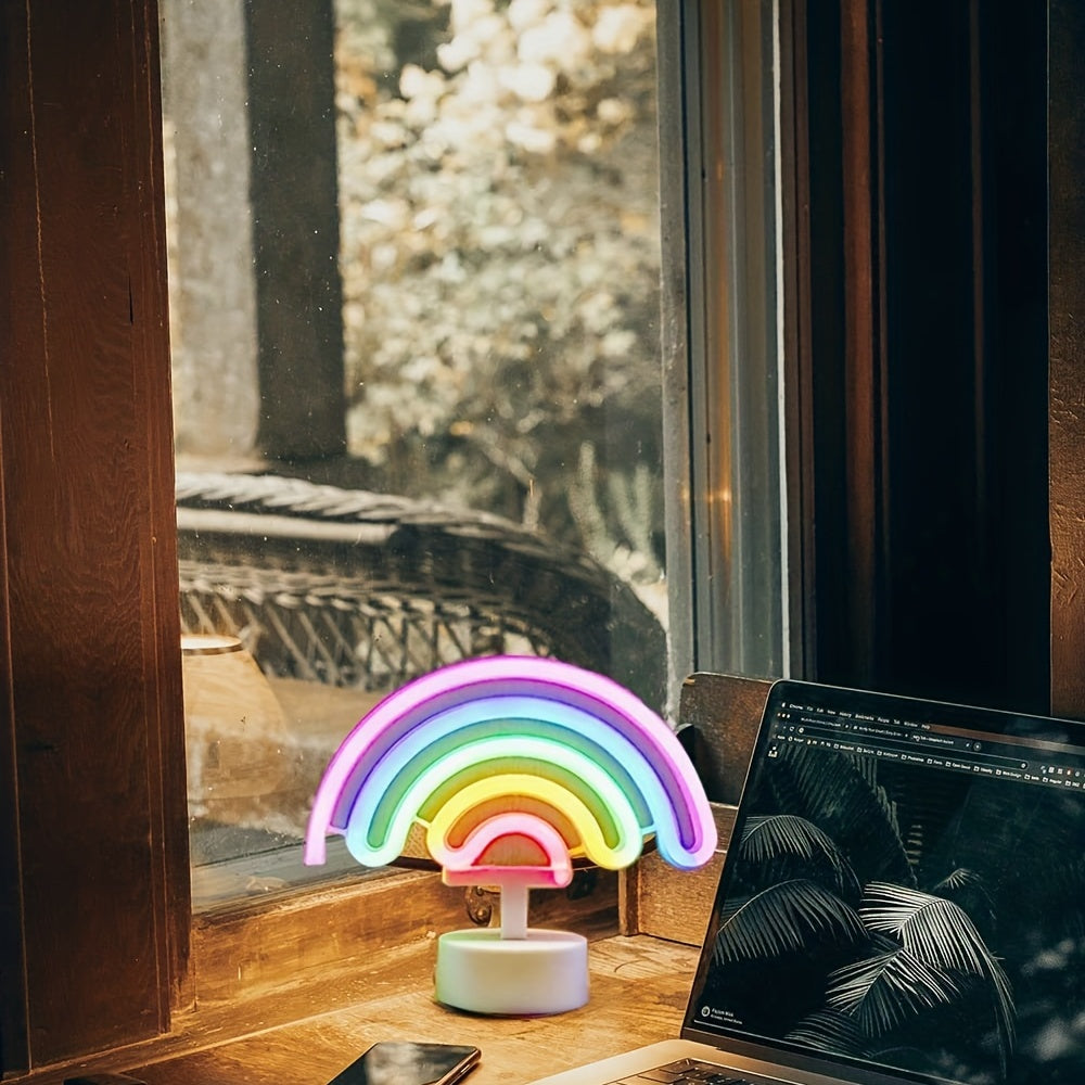 RainbowGlow - Modern Rainbow Neon Lamp with Stand
