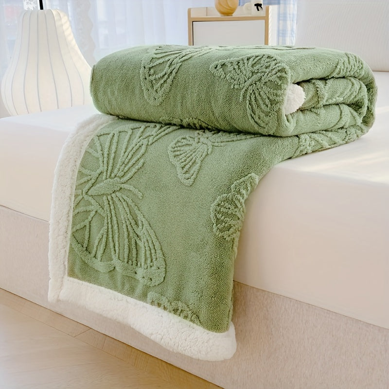 Cozy Luxe - Soft Thick Fleece Throw with Butterfly Embroidery