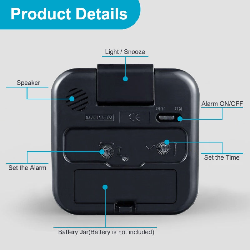 SilentGlow Clock - Silent Analog Alarm Clock with Snooze Function