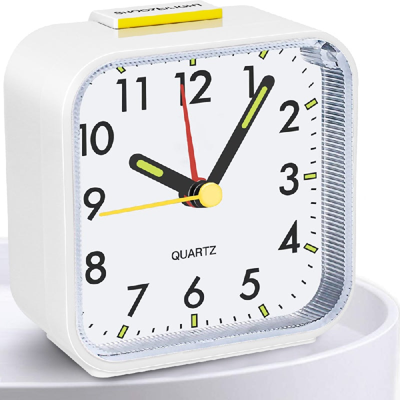 SilentGlow Clock - Silent Analog Alarm Clock with Snooze Function