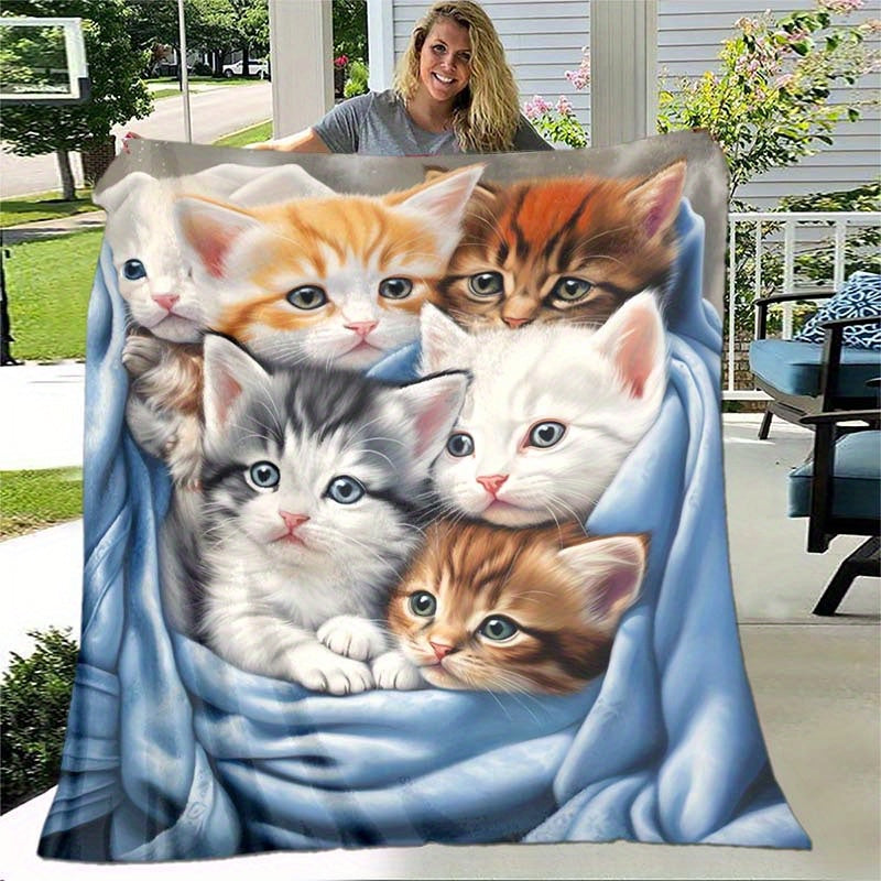 FluffyCat - Soft Flannel Throw with Cat Print
