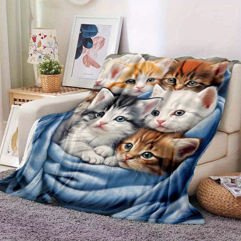 FluffyCat - Soft Flannel Throw with Cat Print
