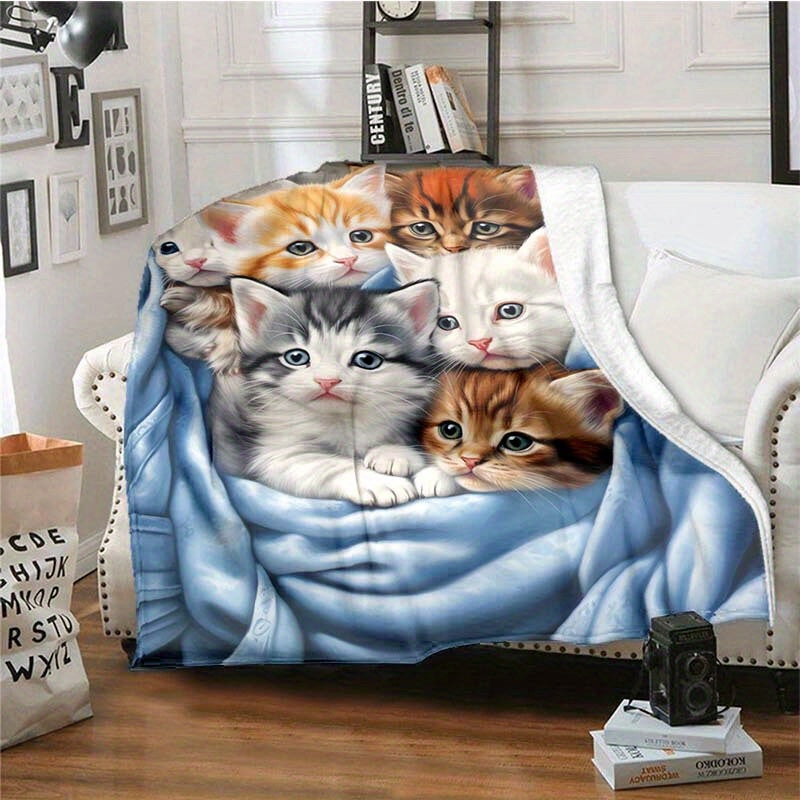 FluffyCat - Soft Flannel Throw with Cat Print