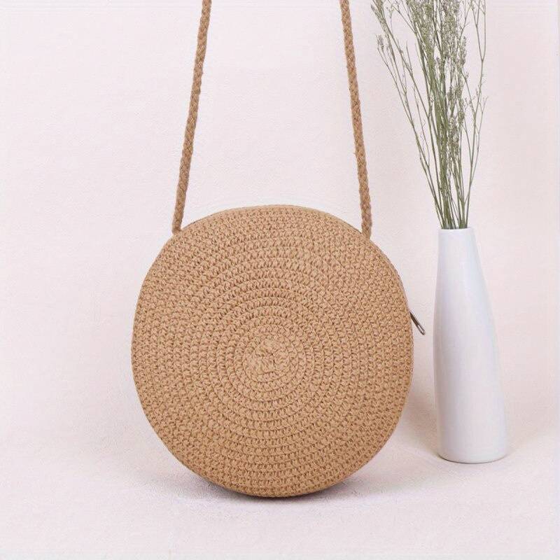BellaRound Bag - Sac Bandoulière Rond en Paille