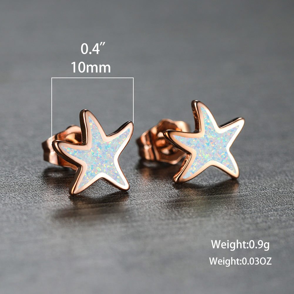 Marina - Boucles d'oreilles étoile de mer en opale bleue