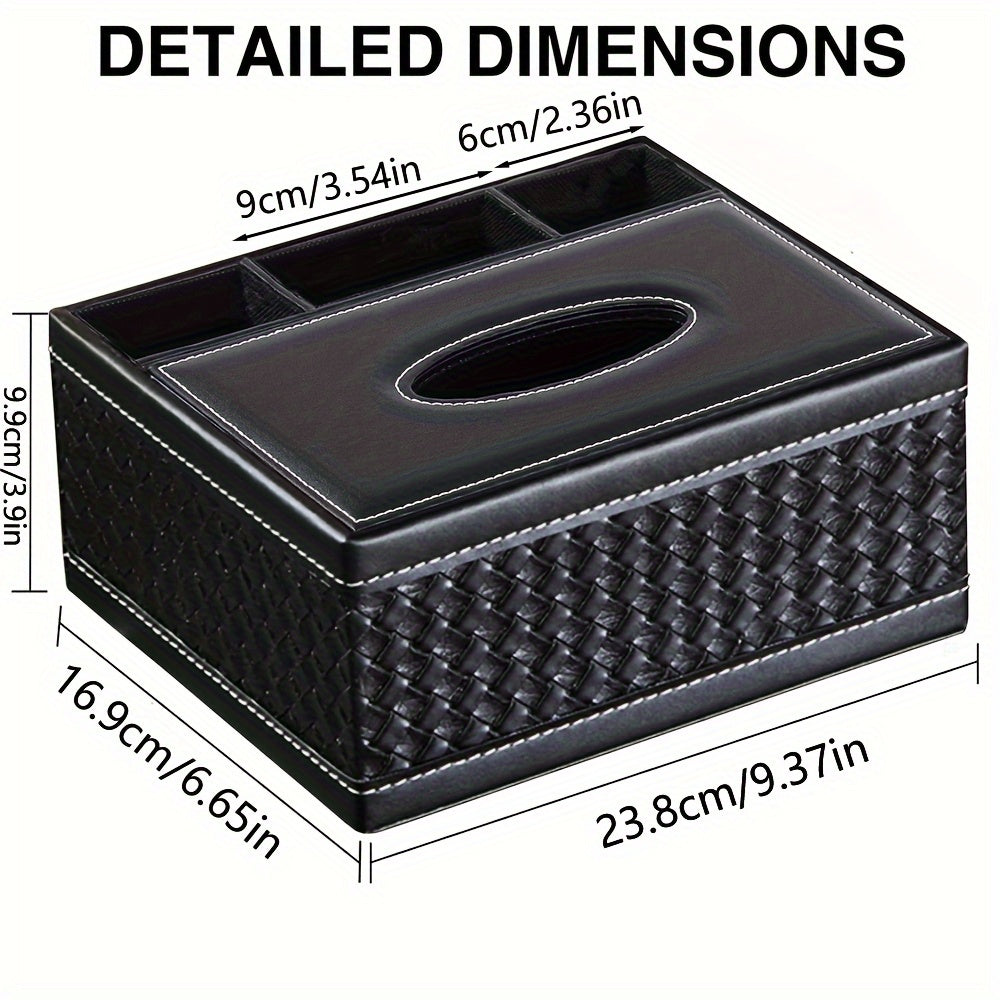 Chic Organizer - Faux Leather Storage Box with 4 Compartments