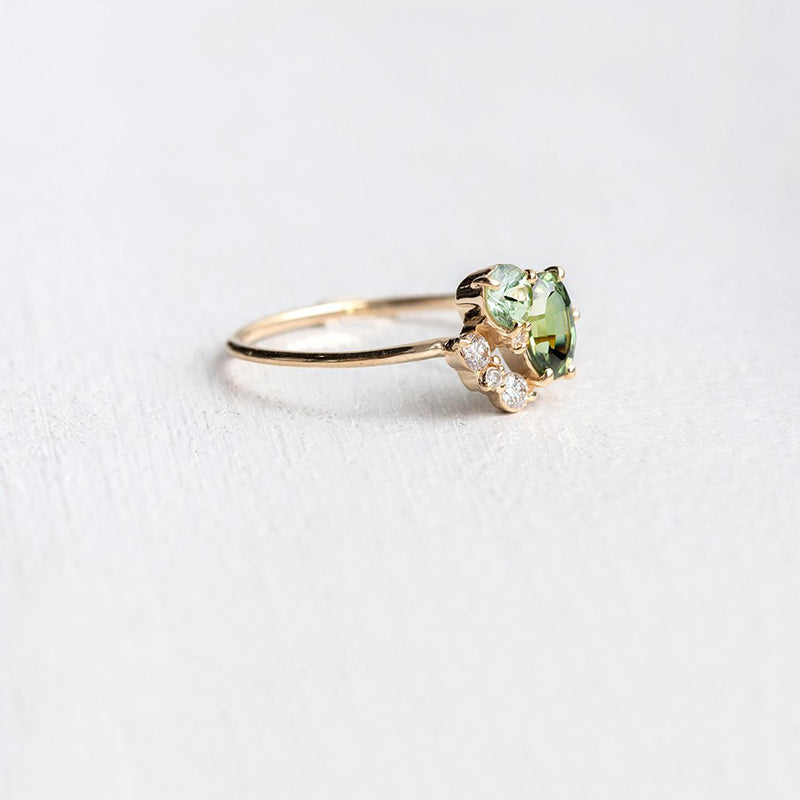 Selene - Bague péridot naturel et zircone étincelante