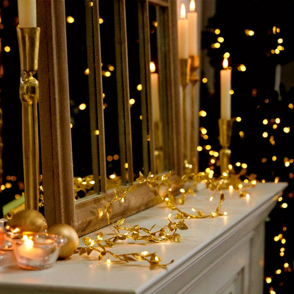 FairyLume - Elegant Golden Leaf String Lights