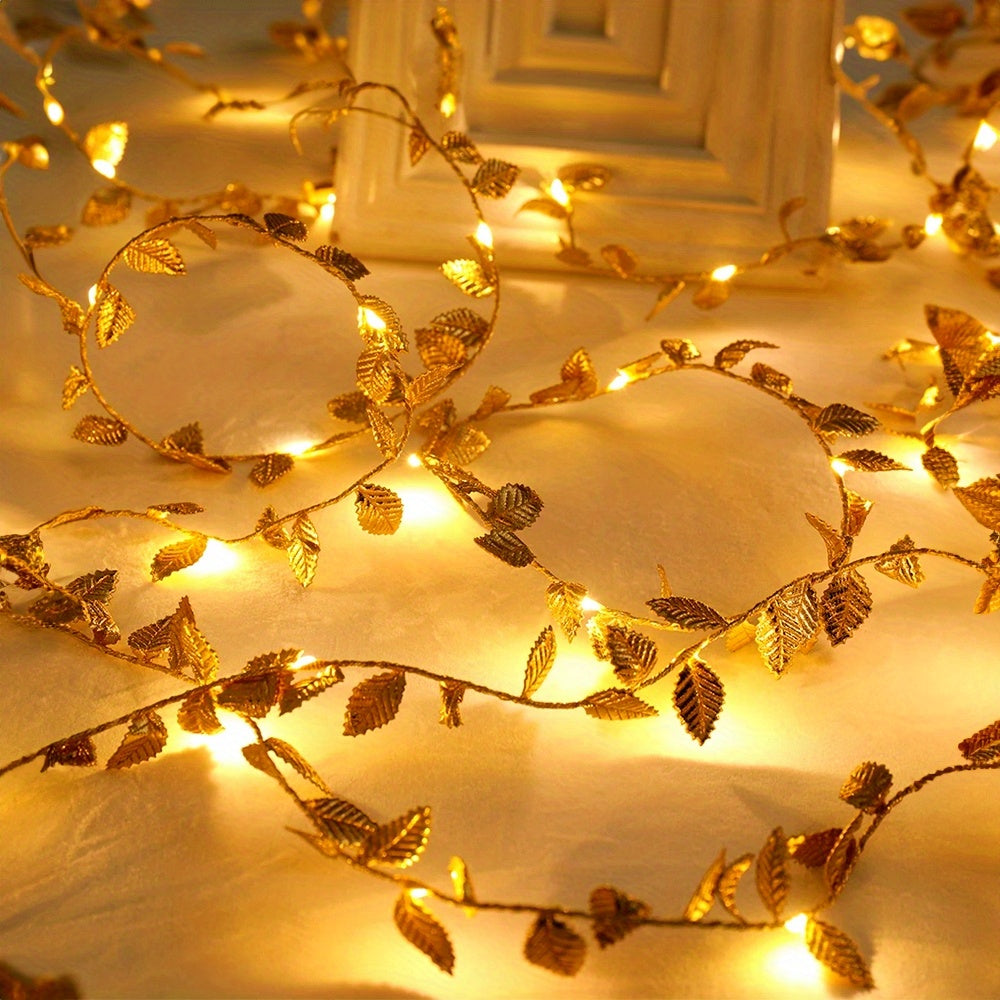 FairyLume - Elegant Golden Leaf String Lights