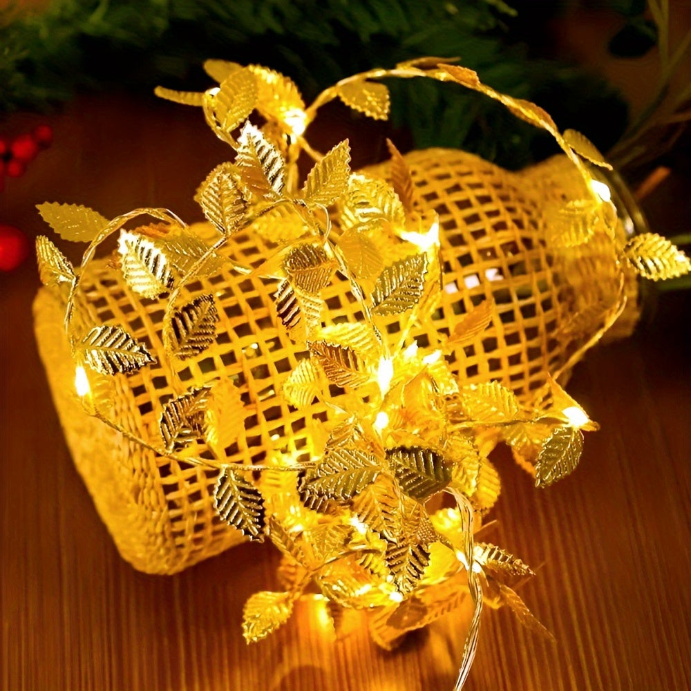 FairyLume - Elegant Golden Leaf String Lights