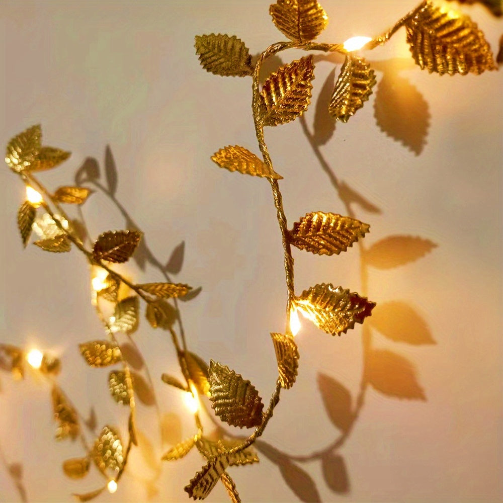 FairyLume - Elegant Golden Leaf String Lights