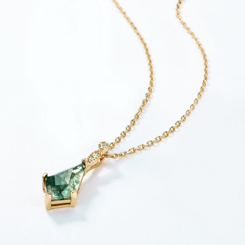 Lana - Parure agate mousse et zircon blanc élégante