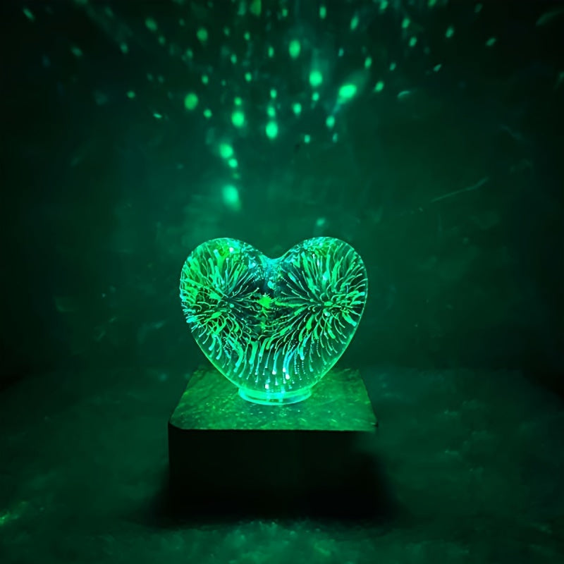 HeartGlow - 3D Heart-Shaped LED Night Light, USB Powered
