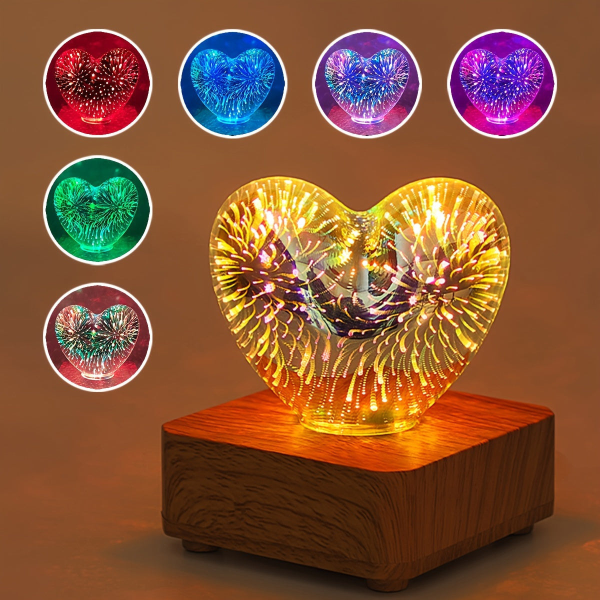 HeartGlow - 3D Heart-Shaped LED Night Light, USB Powered