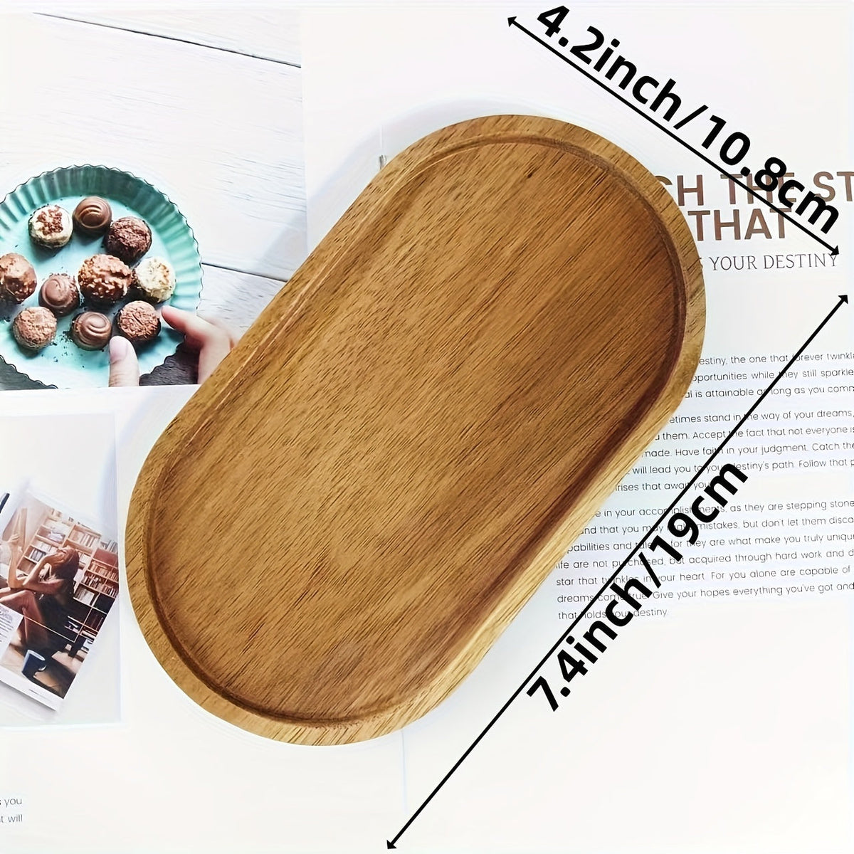 ChicTray - Elegant Oval Solid Wood Tray