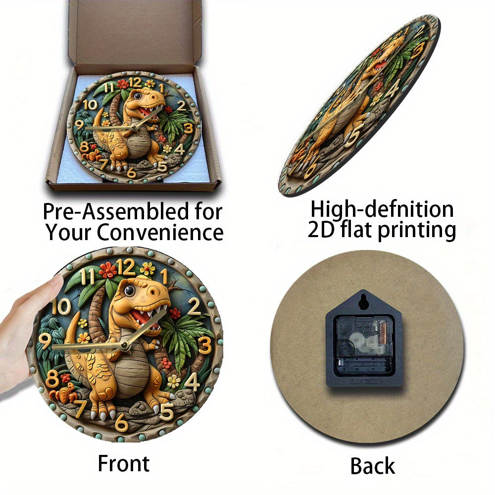 DinoTime Clock - Horloge murale dinosaure pour chambre d'enfant