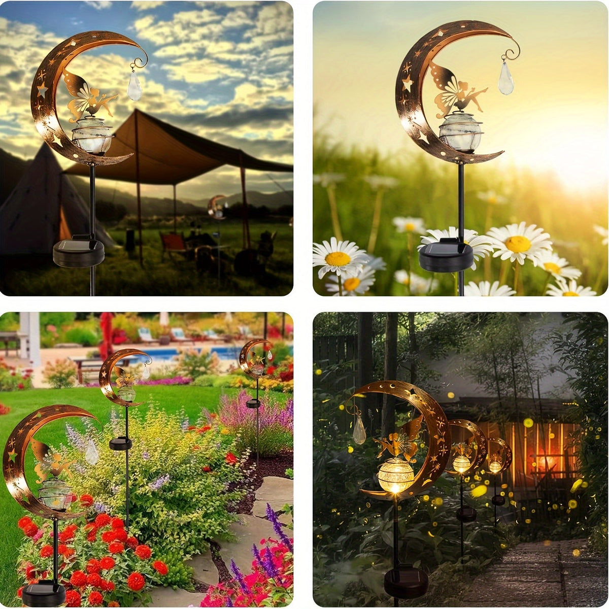 Posolune - Solar Garden Lamp with Moon and Sun Design
