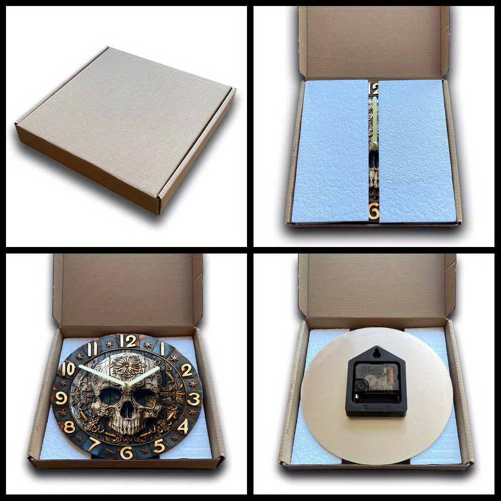 SkullTime Clock - Horloge Murale Moderne en Aluminium Tête de Mort