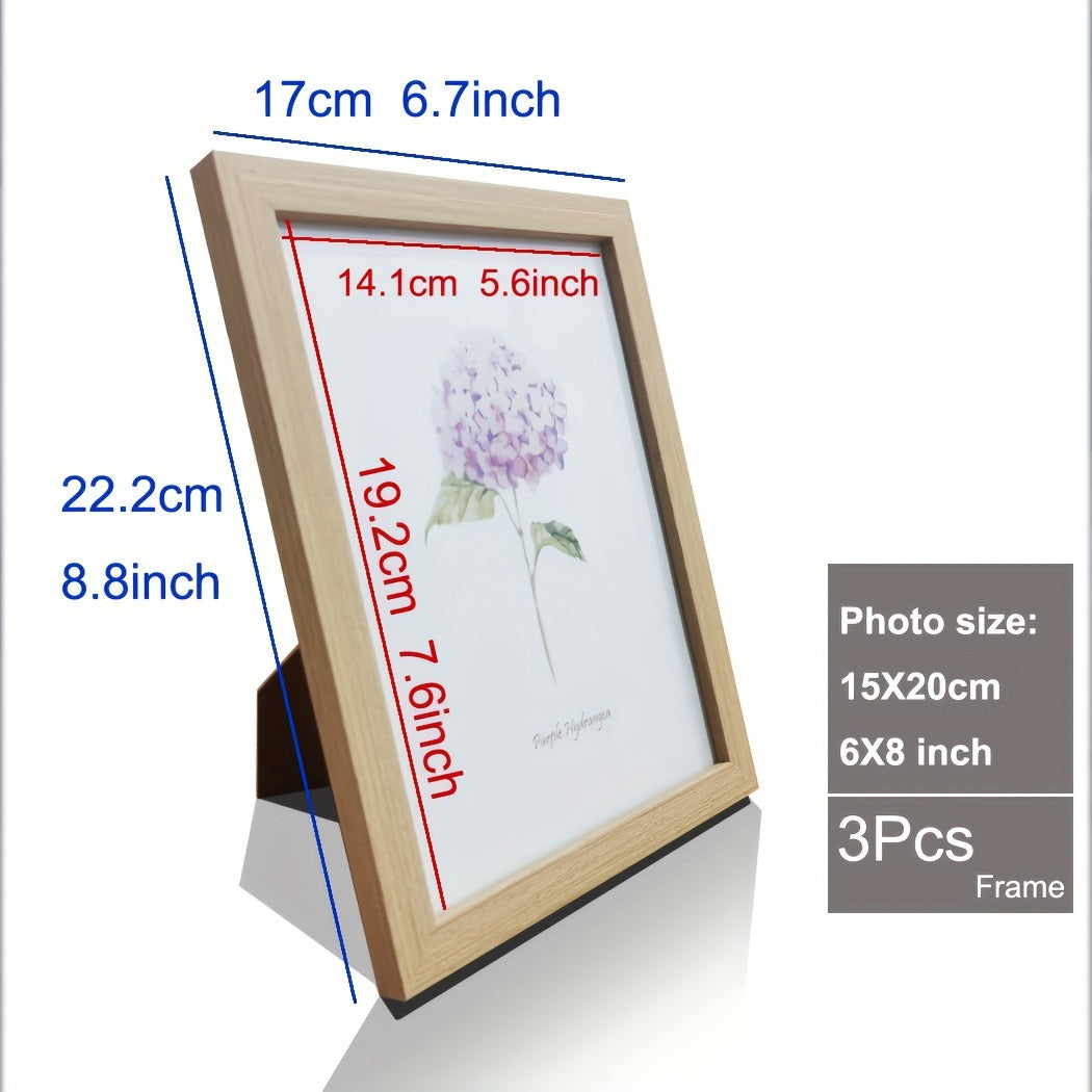 Timeless Memories - Set of 3 Wooden Photo Frames for Your Memories