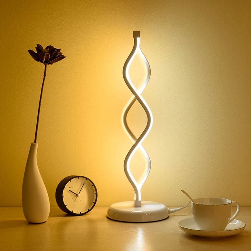 PirouetteGlow - Elegant White Spiral LED Table Lamp
