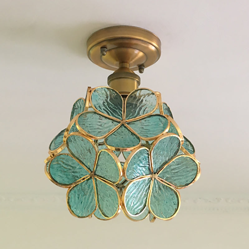 PetalLume - Retro Floral Glass Ceiling Light