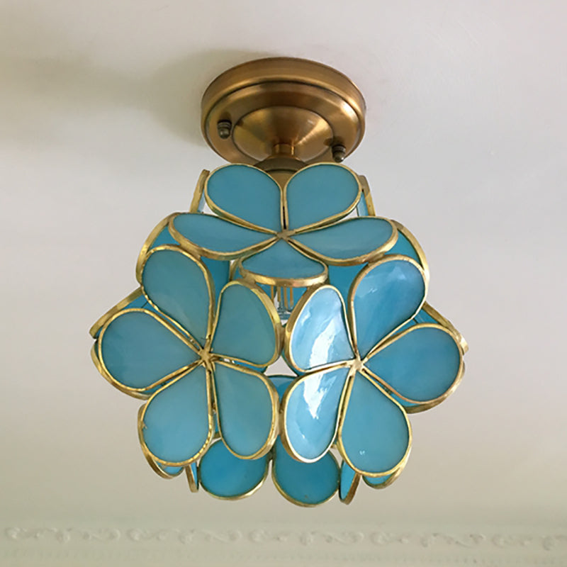 PetalLume - Retro Floral Glass Ceiling Light