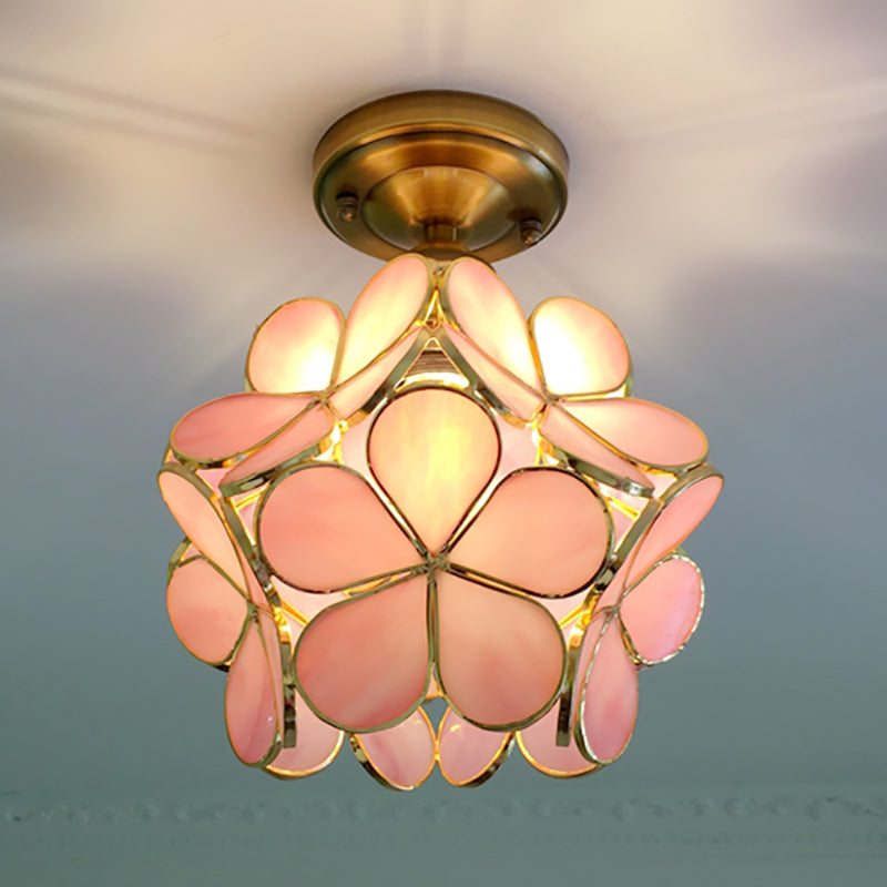 PetalLume - Retro Floral Glass Ceiling Light