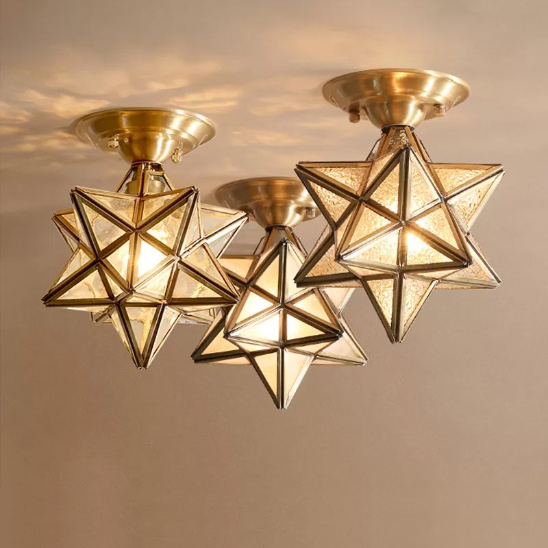 StarLuxe Ceiling - Traditional Brass and Glass Ceiling Light