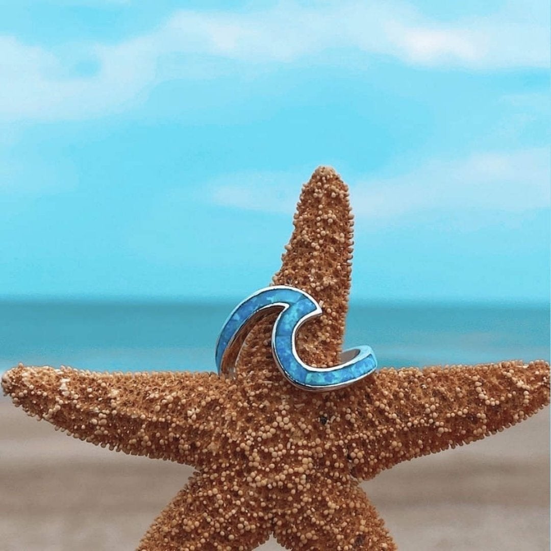 Ondina - Bague vague de mer en argent